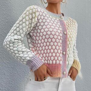 Women's Cute Knitwear Long Sleeve Button Front Cardigan- Size Medium